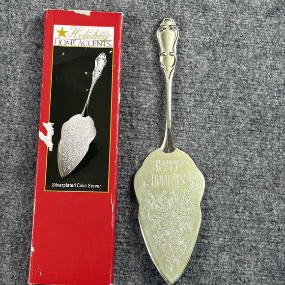 Home Accents Other - Christmas Y2K Holiday Home Accents Happy Holidays Silverplated Cake‎ Server
